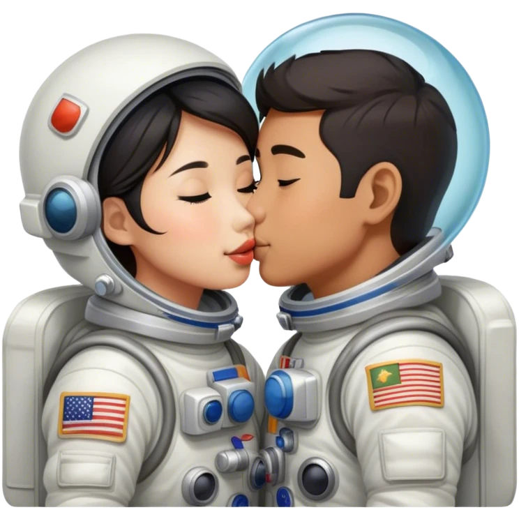 Asian Astronaut couple kissing  emoji
