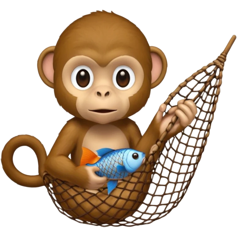 monkey holding fish net emoji
