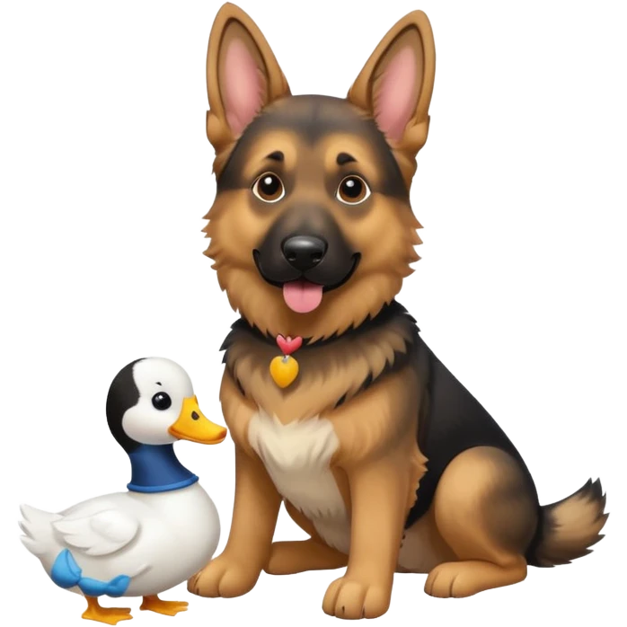 German Shepard with white duck/goose toy emoji