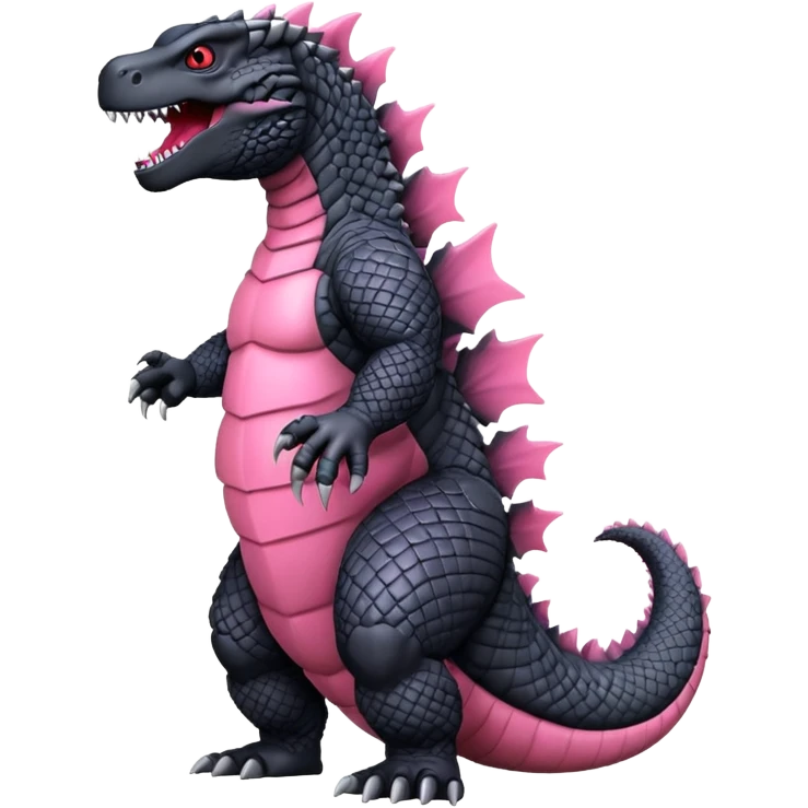Godzilla Evolved pink plates black scales city backround emoji