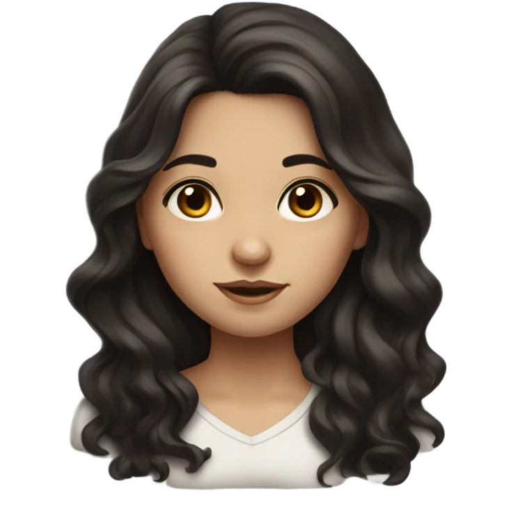realistic portrait of a girl with dark brown eyes emoji