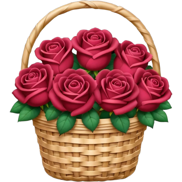 burgundy Valentine’s day rose basket emoji