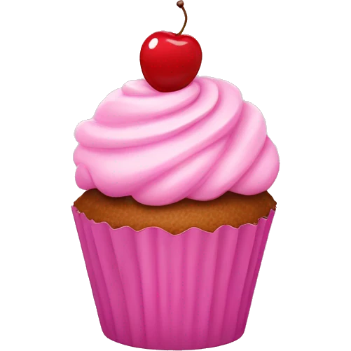 Pink cupcake with a cherry on top emoji