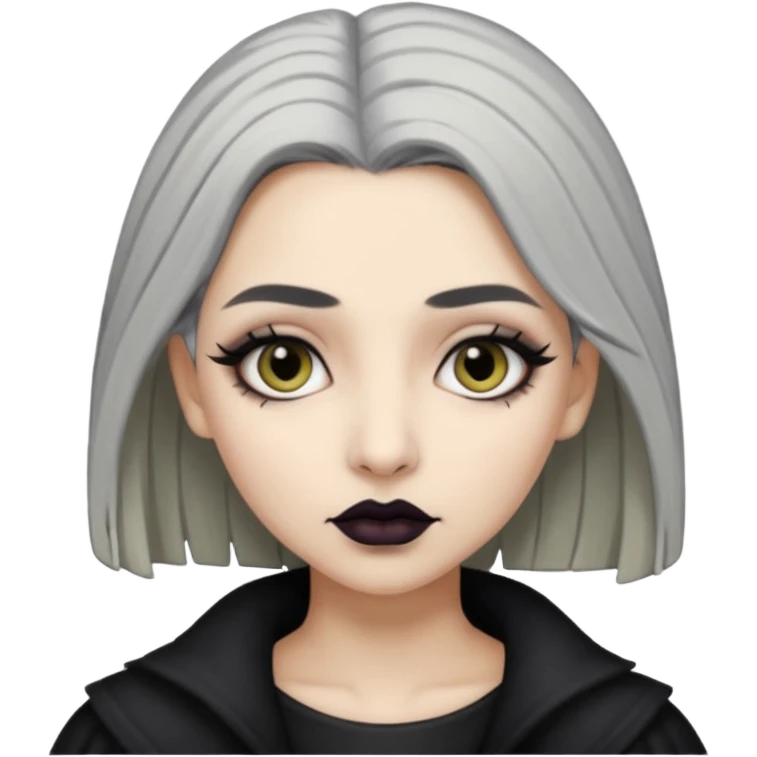  Beige olive skin  grey hair black lips goth girl emoji