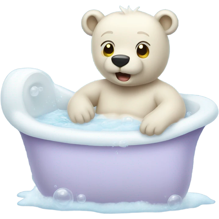Pale bear taking a bubble bath  emoji