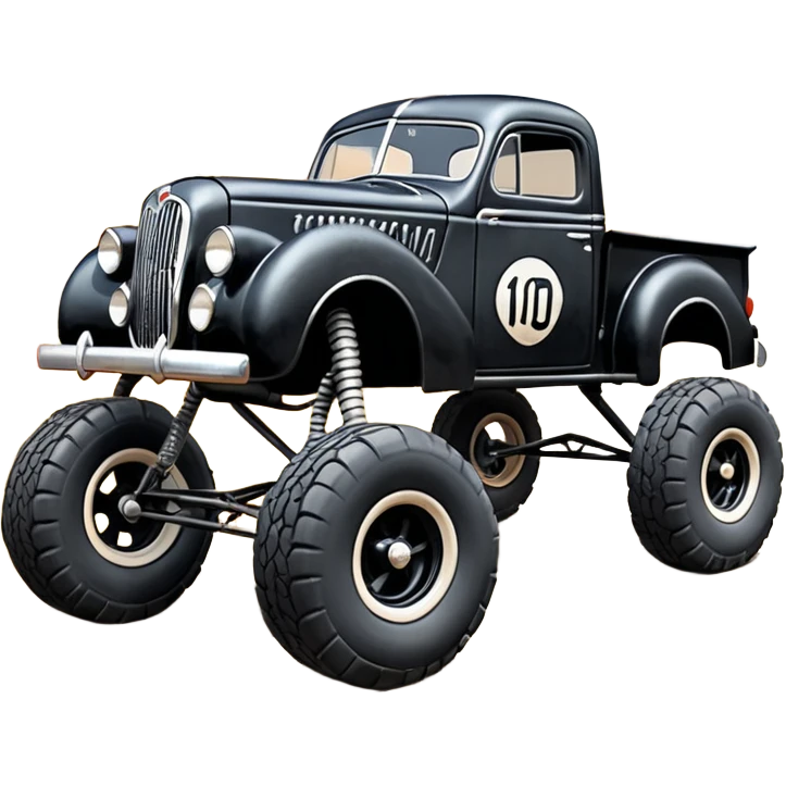 1:10 off-road lcg burning ramp-jumping Basher Wednesday Adam’s CatWoman’s 1954 blackened tarnished hotrod ford jaguar rc pickup (extra wide low-profile rock climbing tires without fenders) emoji