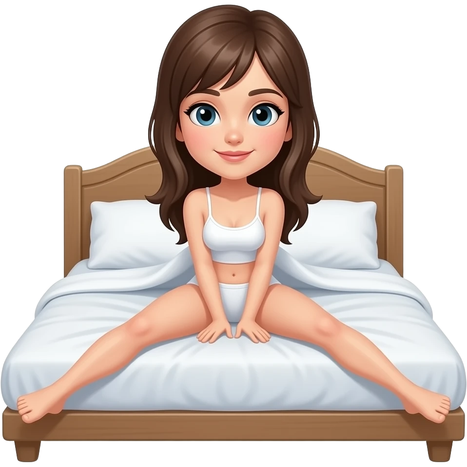 Naked 18 year old girl, on bed, spreading legs, pussy view emoji