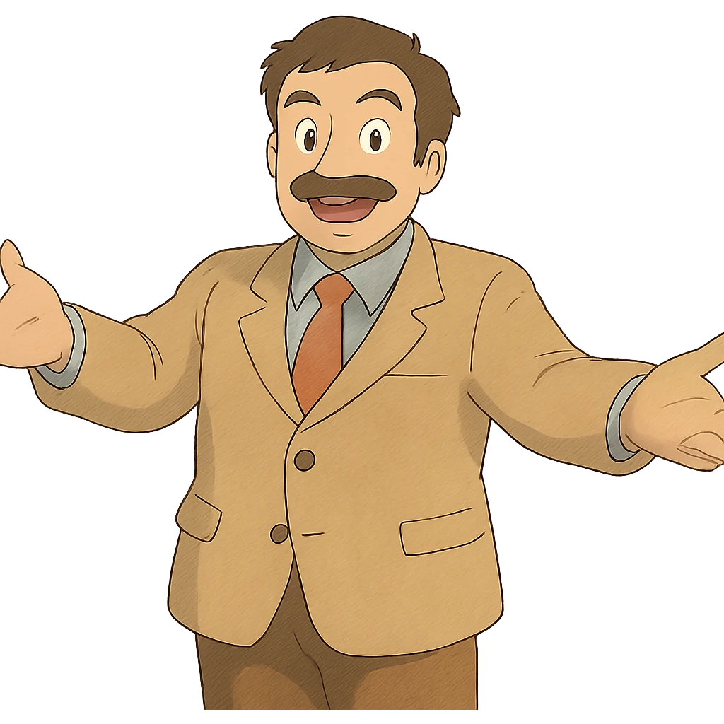 man gesturing in a welcoming pose in ghibli style emoji