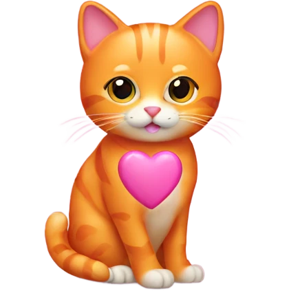 orange cat with pink hearts emoji