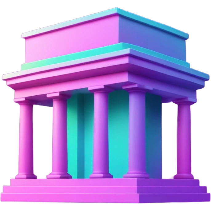 Vaporwave color themed bank emoji emoji