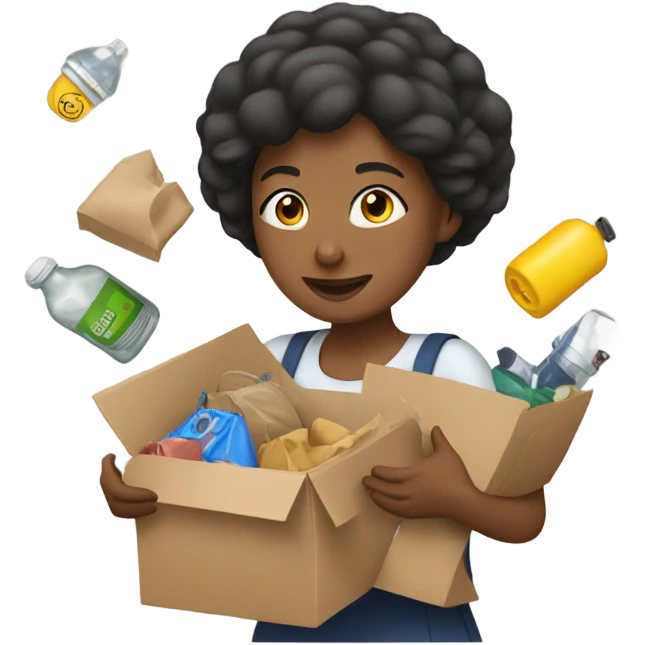 Woman gathering her collection into a pile emoji