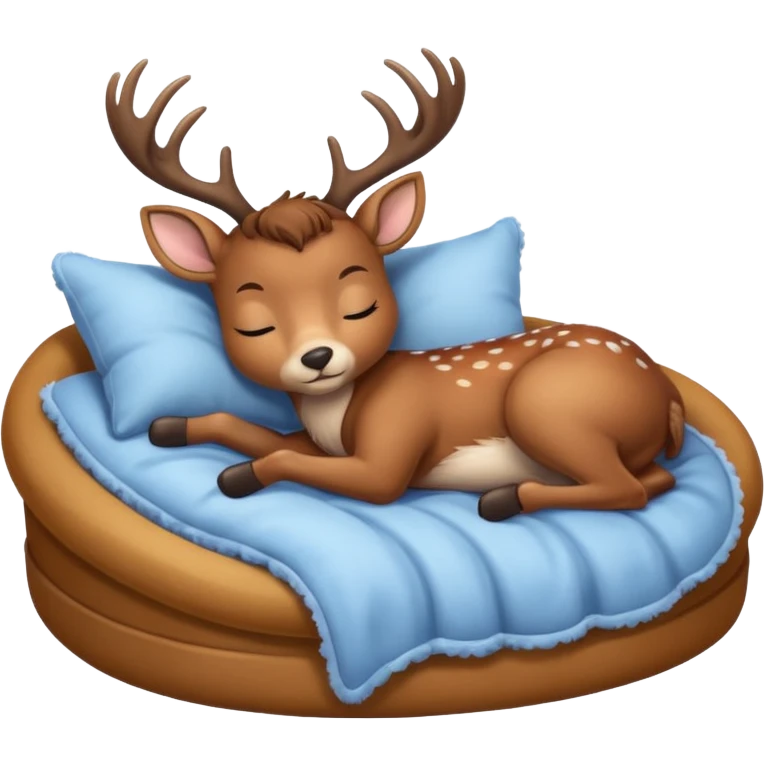 Cute deer sleeping in bed emoji