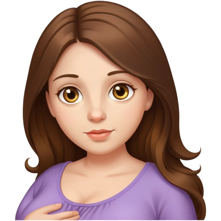 Pregnant woman with long brown hair and hazel eyes emoji