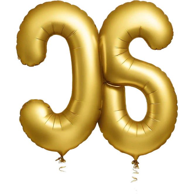 The number 2025 in gold foil balloon emoji