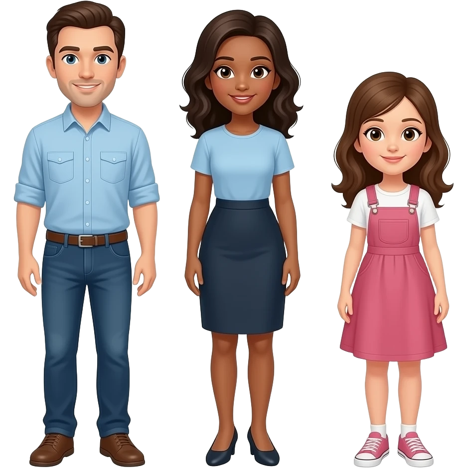 A woman between one man and one girl emoji