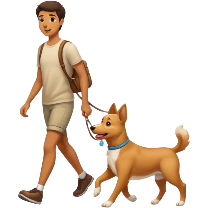 Cão feliz a ser passeado emoji