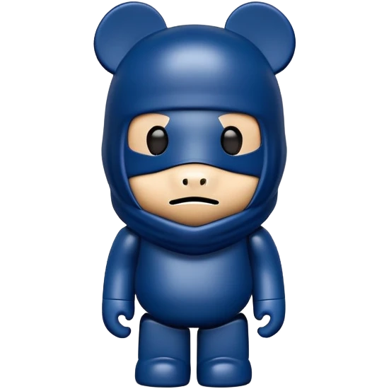 bearbrick figure with a dark blue balaclava mask, simple and elegant emoji
