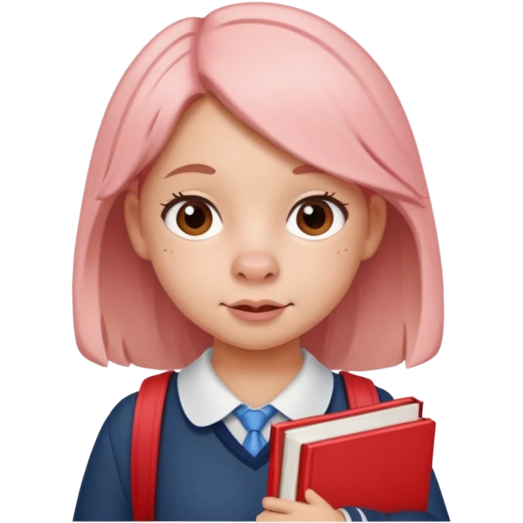 School girl with pig trails and red cheeks carrying school books  emoji