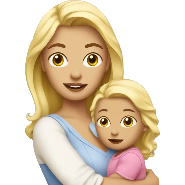 Blonde woman with baby emoji