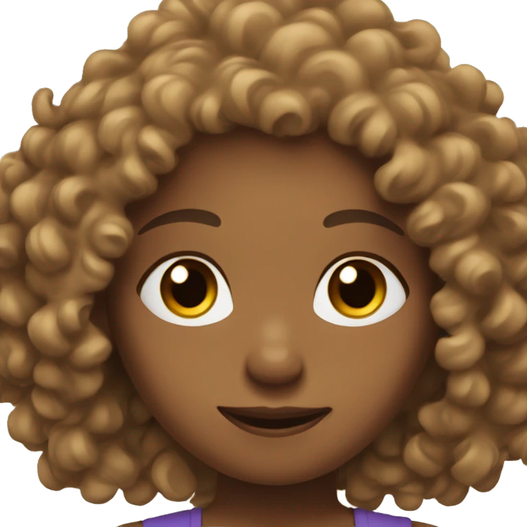 Ran curly hair girl brown eyes doing yoga emoji