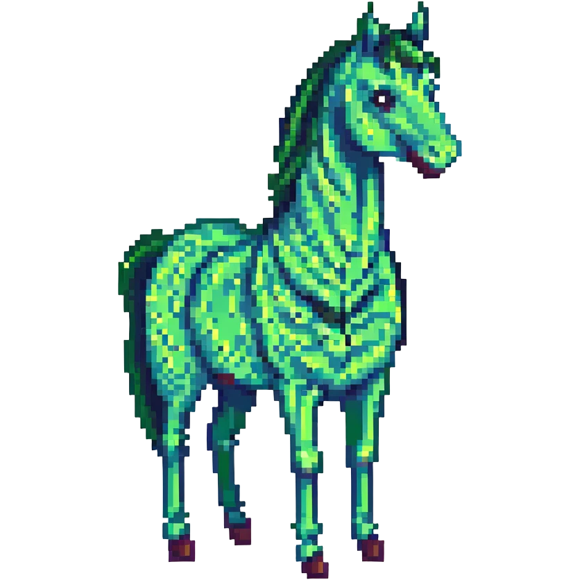 green horse pixel art emoji