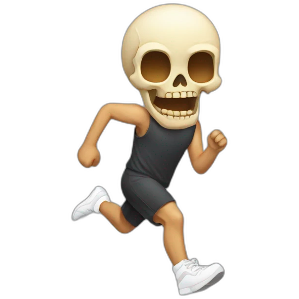Skull emoji with full body running emoji