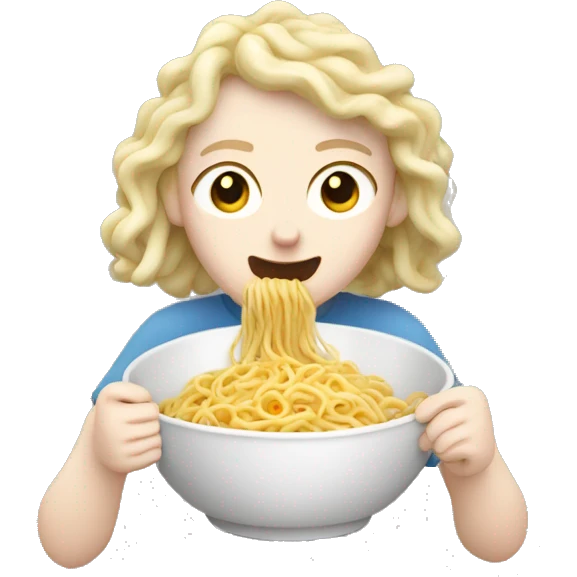 Pale person eating noodles emoji