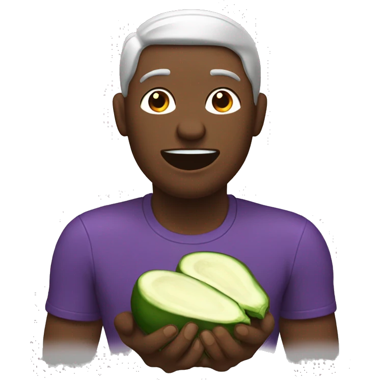Back man eating eggplant emoji