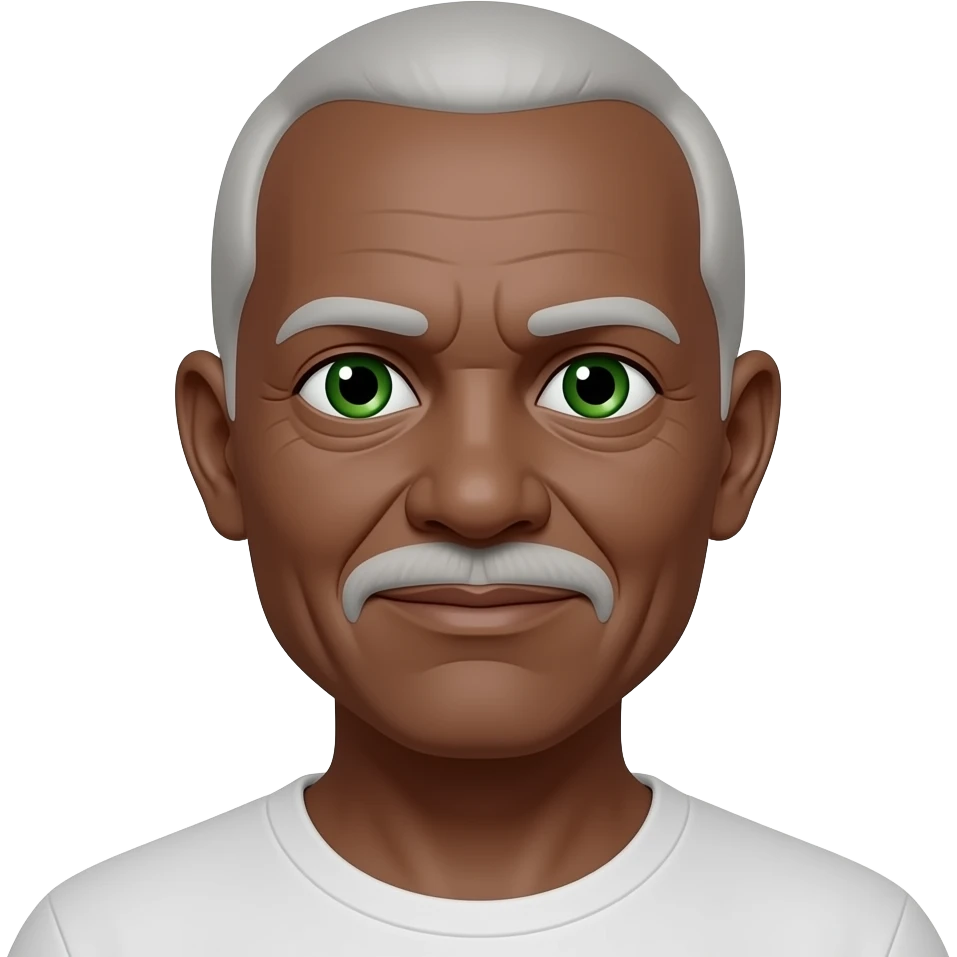 Older,bald,green eyes, go t, dark skinned emoji