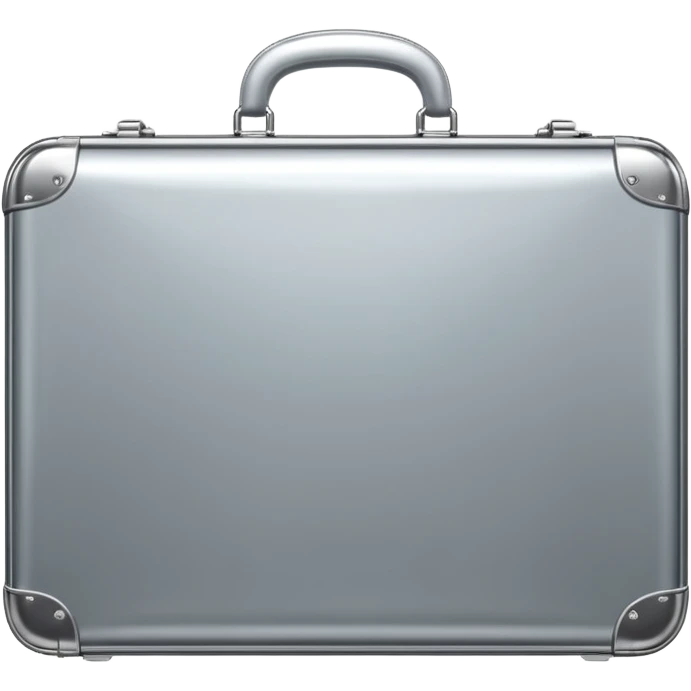 A luxury briefcase emoji made of polished silver chrome, smooth rectangular shape, metallic reflections, minimal high-end design, swag business aesthetic, iOS emoji style, centered, clean white background
 emoji