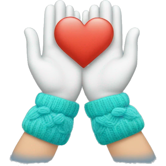 Hands in winter mittens making a heart shape emoji