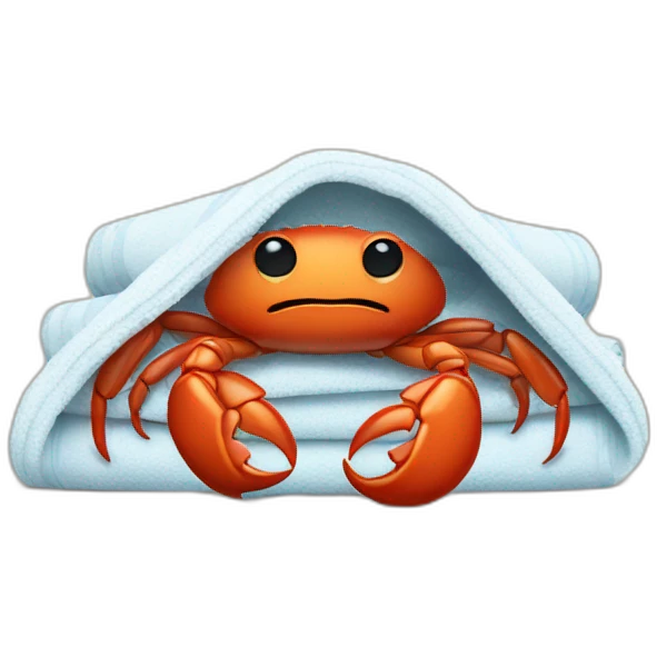 a crab wrapped in a towel emoji