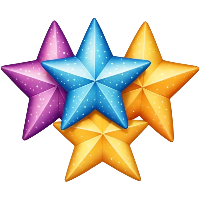 three simple sparkle stars, each star has a different fabric pattern emoji