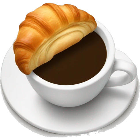 A glass of coffee with a croissant emoji