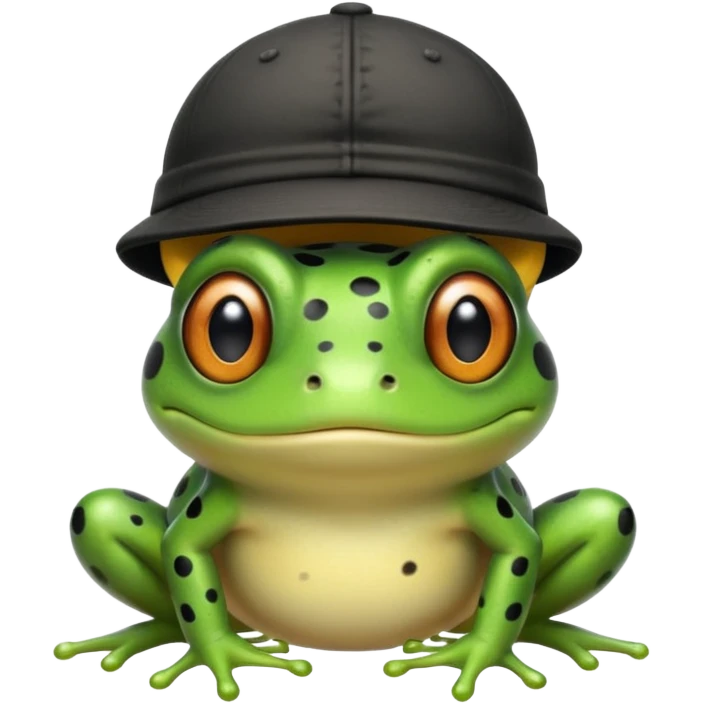 Лягушка с черными пятнами в кепке emoji
