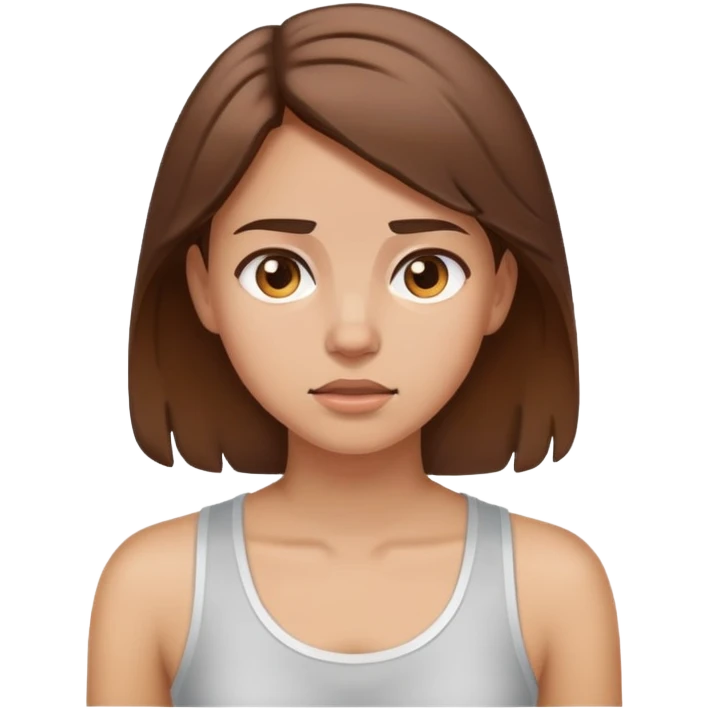 brown haired girl sweating emoji