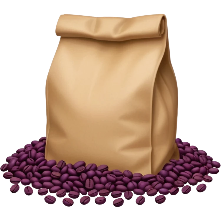 Bag of purple coffee beans lying on the floor emoji