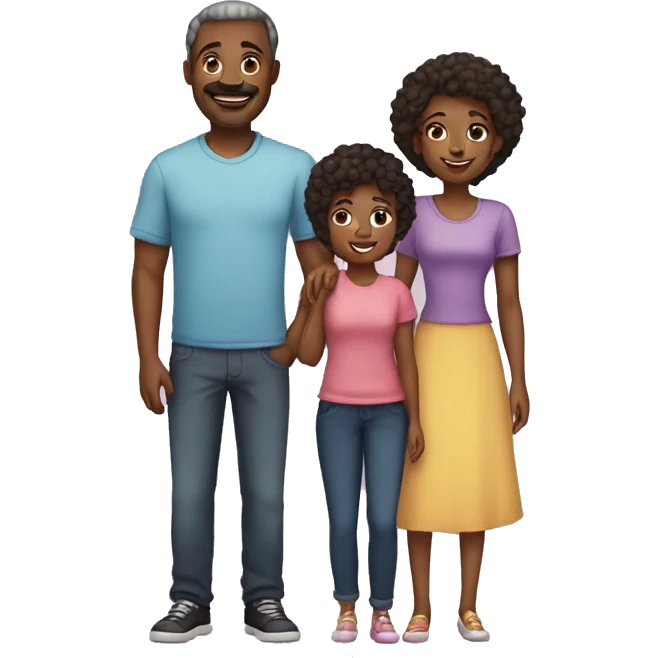 Family: mom, dad, and four daughters black emoji