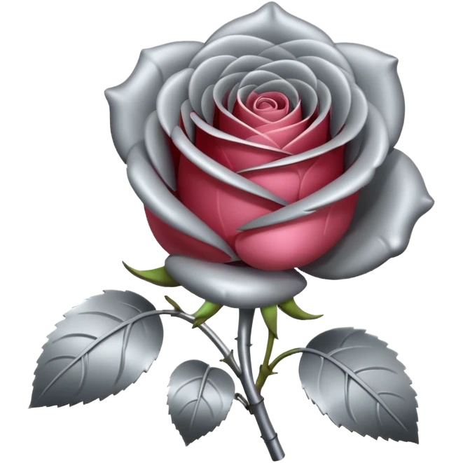 gray metal chrome rose, without green leaves, just flower emoji