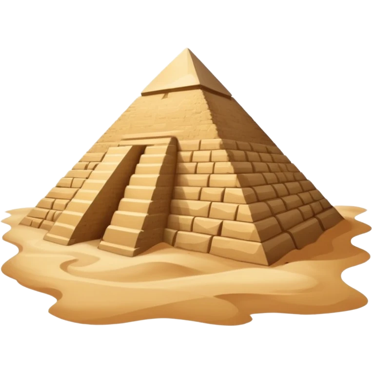 An emoji of the ancient Egyptian Great Pyramid of Giza. It is a large, triangular structure made of stone blocks against a desert background. emoji