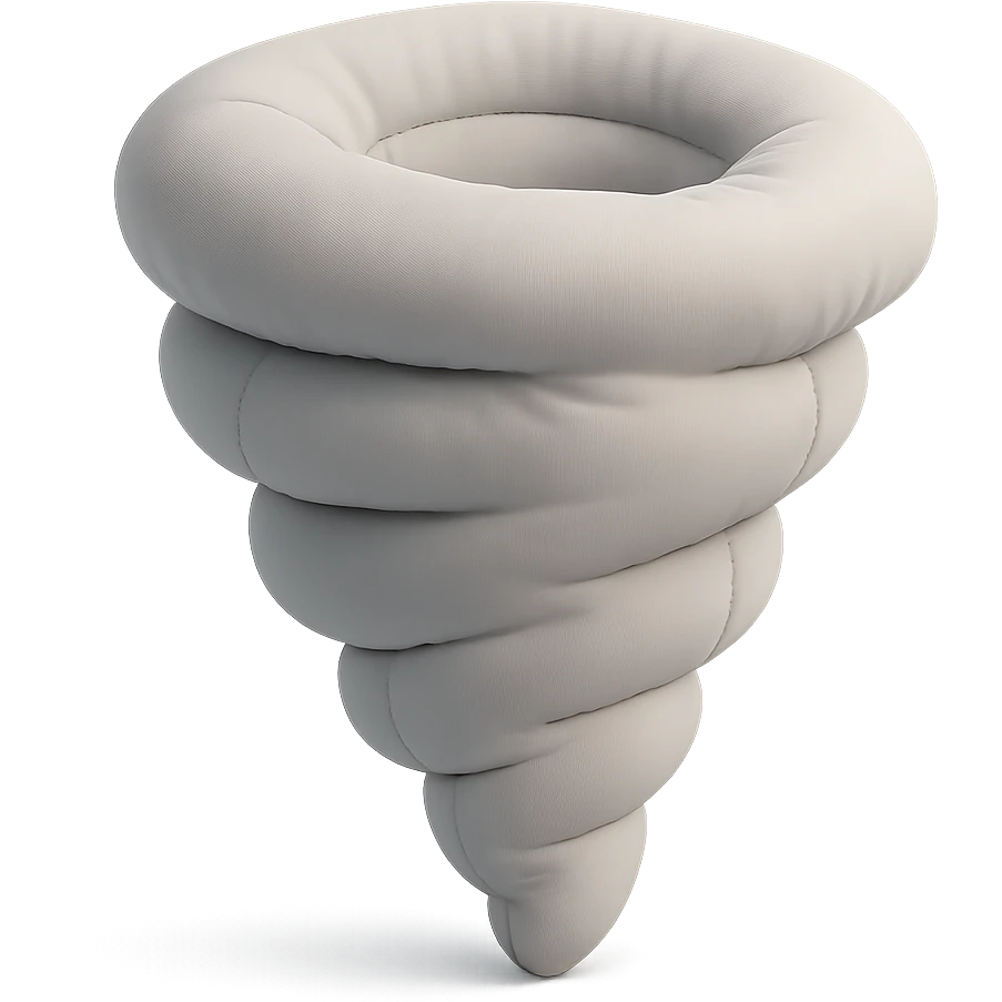 plush cushion tornado, stylized and cute emoji