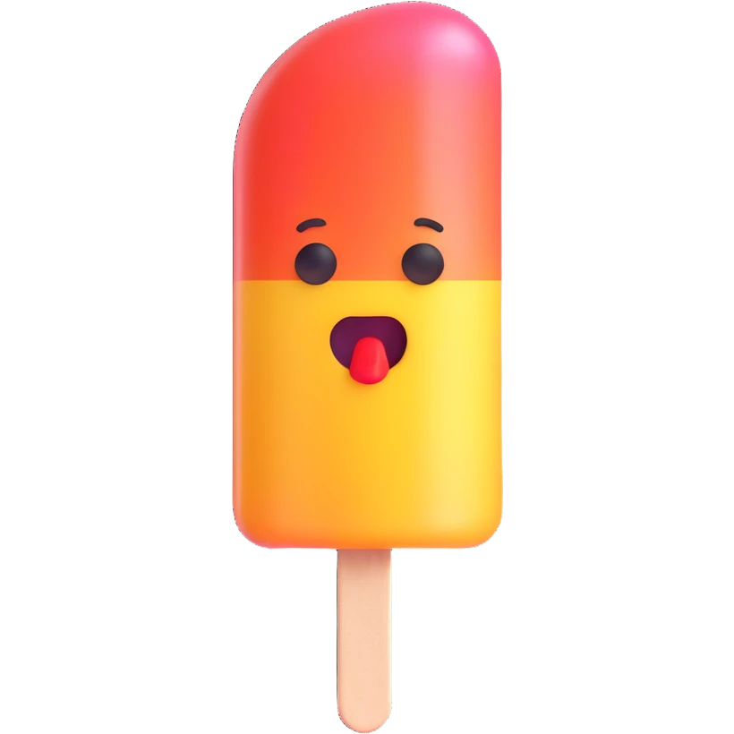 Add sparkling effects around the popsicle, maintaining the 3D iOS emoji style and glossy look, with a white background. emoji