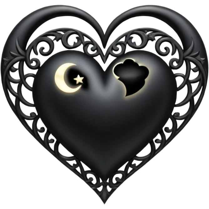 gothic heart with a moon and stars emoji