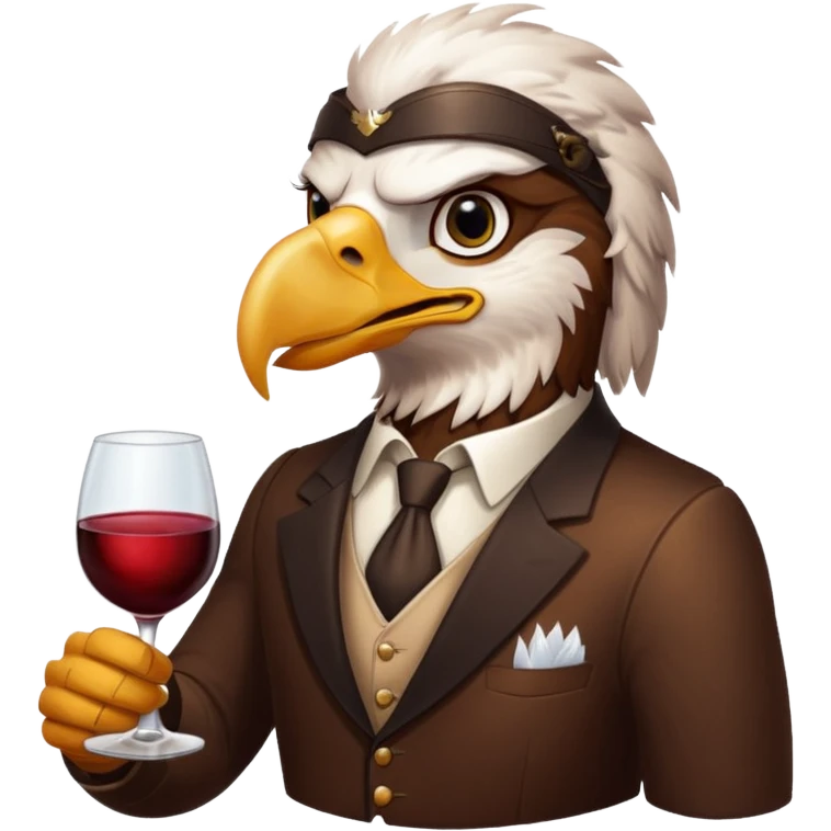 Real picture of an eagle bird drinking wine. Write the word Thirsty Thorpie on the eagles chest  emoji