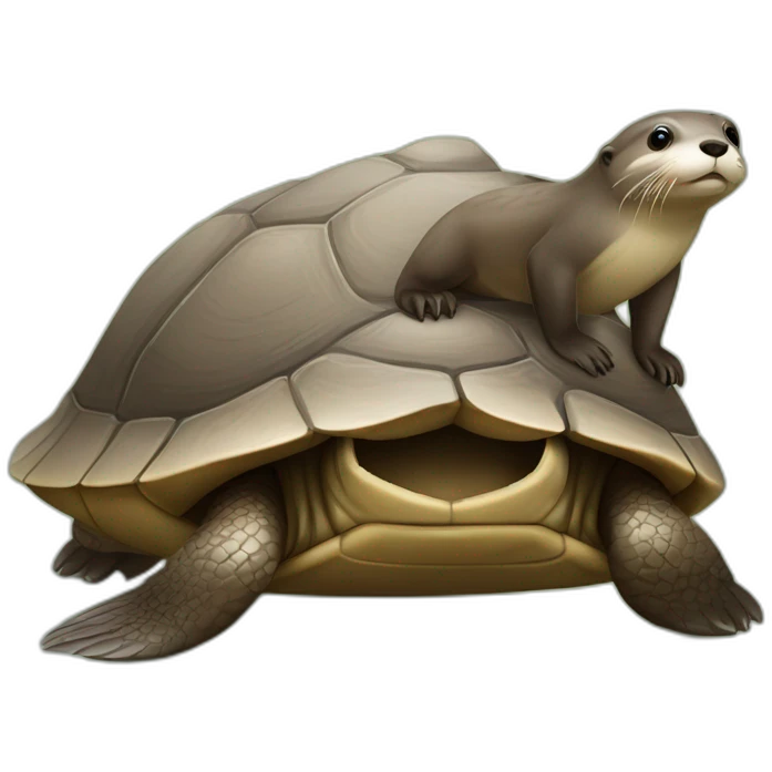 Loutre sur une tortue emoji