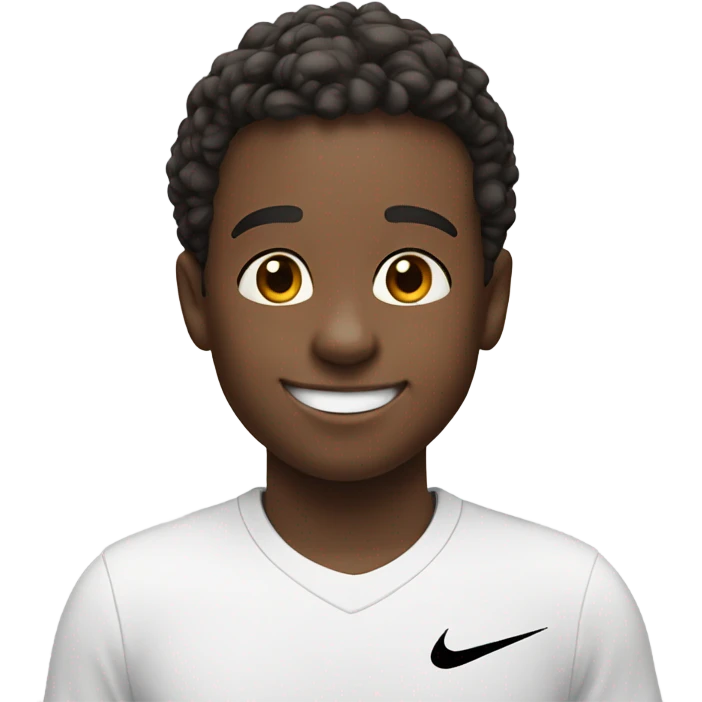 smiling boy in white Nike shirt emoji