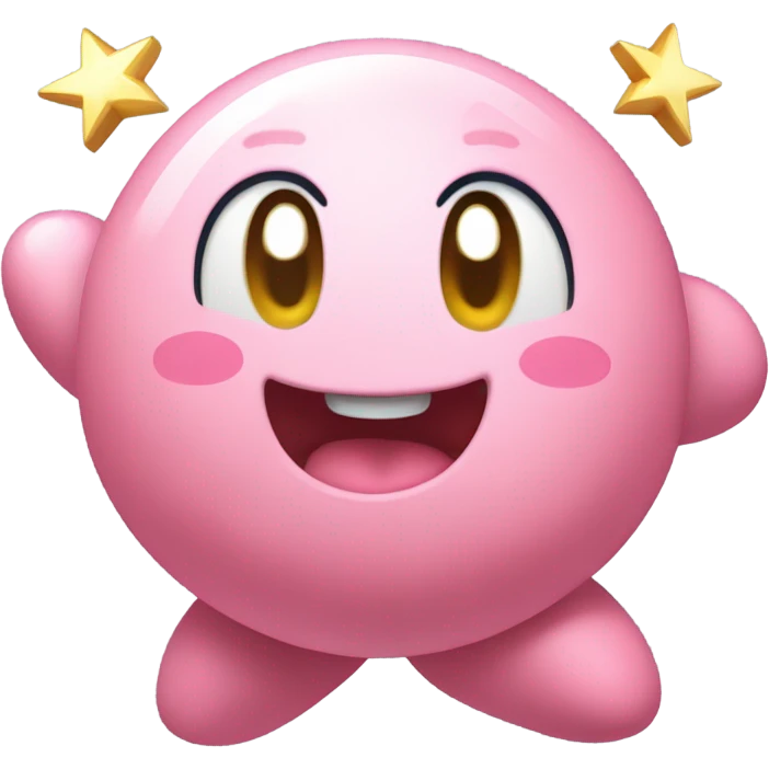 cute happy classic Kirby jumping on a star emoji