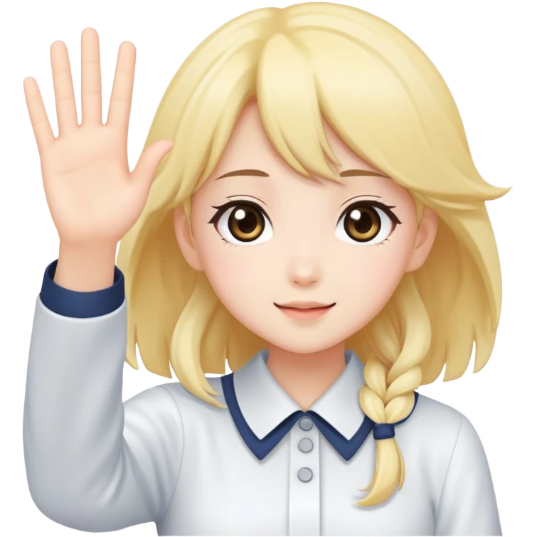 Cute anime girl waving emoji