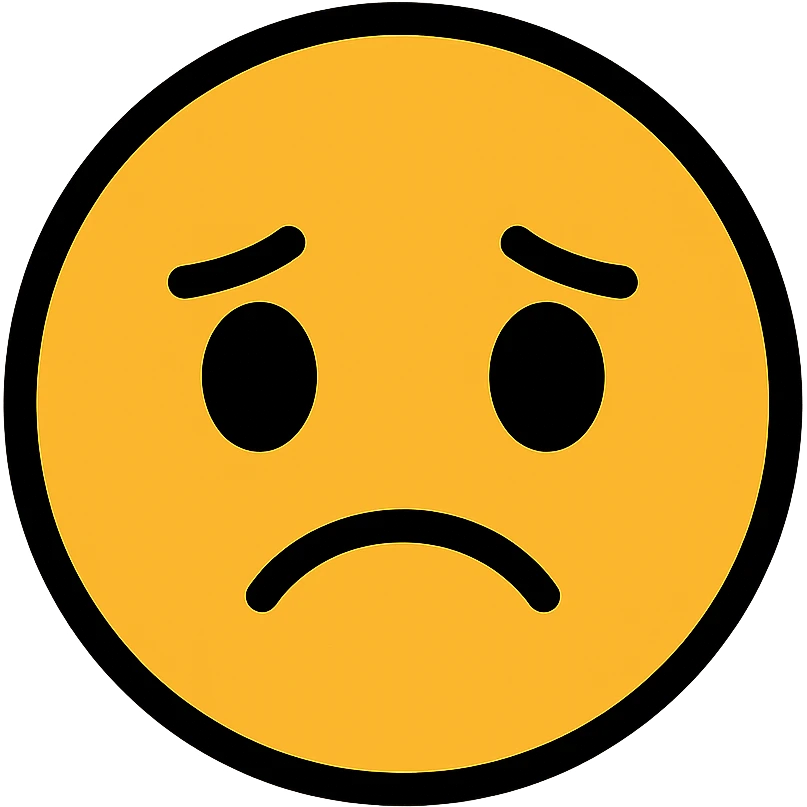 bad face emoji with frown and sad eyes emoji