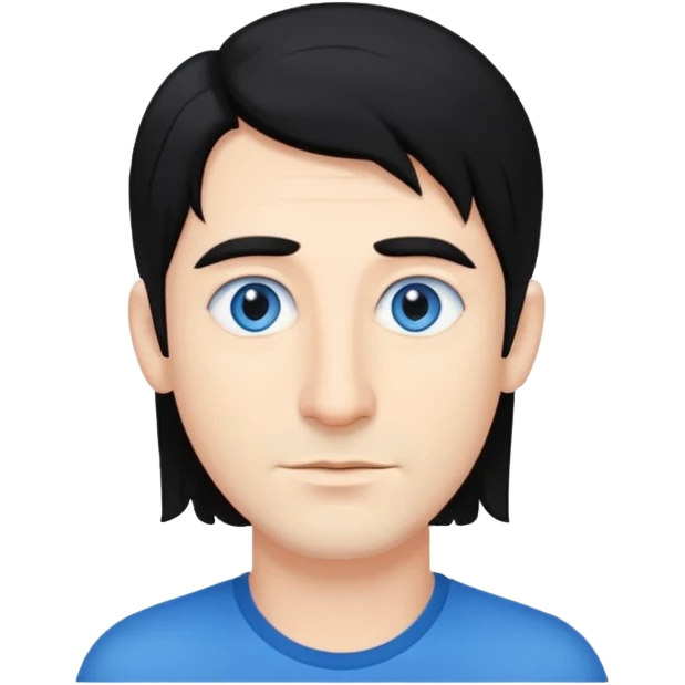 Man blue eyes longer black hair big nose  emoji